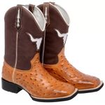 BOTA TEXANA BICO QUADRADO REPLICA AVESTRUZ CAFÉ