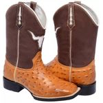 BOTA TEXANA BICO QUADRADO REPLICA AVESTRUZ CAFÉ