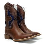 BOTA TEXANA MASCULINA RECORTES A LASER AZUL