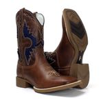 BOTA TEXANA MASCULINA RECORTES A LASER AZUL