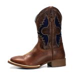 BOTA TEXANA MASCULINA RECORTES A LASER AZUL