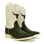 BOTA TEXANA MASCULINA BOI PRETA FB125 COM O SOLADO MARFIM 