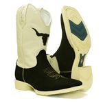 BOTA TEXANA MASCULINA BOI PRETA FB125 COM O SOLADO MARFIM 