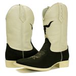 BOTA TEXANA MASCULINA BOI PRETA FB125 COM O SOLADO MARFIM 