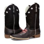 BOTA TEXANA MASCULINA BORDADA ESTRELA COURO