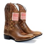 BOTA TEXANA MASCULINA COM DETALHES 3D BORDADA USA