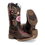 BOTA TEXANA HOPPER FEMININA BORDADA FLORES PINK FB42 - FRANCA BOOTS