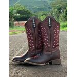 BOTA TEXANA HOPPER FEMININA BORDADA SOLA CAFÉ FB43 - FRANCA BOOTS 