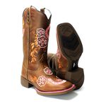 BOTA TEXANA HOPPER FEMININA BORDADA FERRADURA PINK FB45- FRANCA BOOTS 