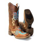 BOTA TEXANA HOPPER FEMININA BORDADA FERRADURA FB47 SOLA CAFE- - FRANCA BOOTS 