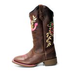 BOTA TEXANA HOPPER FEMININA BORDADA FERRADURA FB48 SOLA CAFE FRANCA BOOTS