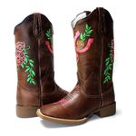 BOTA TEXANA HOPPER FEMININA BORDADA FERRADURA FB49 SOLA CAFE- FRANCA BOOTS 