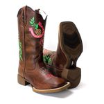 BOTA TEXANA HOPPER FEMININA BORDADA FERRADURA FB49 SOLA CAFE- FRANCA BOOTS 