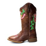 BOTA TEXANA HOPPER FEMININA BORDADA FERRADURA FB49 SOLA CAFE- FRANCA BOOTS 