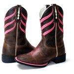 BOTA TEXANA FEMININA BORDADA LISTRAS PINK FB510