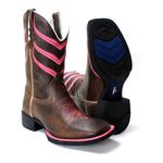 BOTA TEXANA FEMININA BORDADA LISTRAS PINK FB510