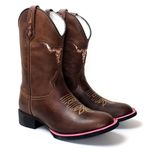 BOTA TEXANA COM RECORTES A LASER BICO REDONDO BOI FB64