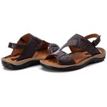 Chinelo Comfort Masculino em Couro cafe