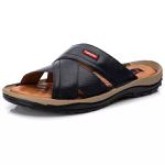 Chinelo Comfort Masculino em Couro preto 