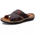 Chinelo Comfort Masculino em Couro café
