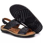 Chinelo Comfort Masculino em Couro PRETO