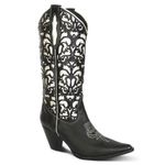 BOTA TEXANA FEMININA COURO COMFORT E CRUSH PRETO COM DETALHE LASER - SILVERADO BOTAS