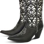 BOTA TEXANA FEMININA COURO COMFORT E CRUSH PRETO COM DETALHE LASER - SILVERADO BOTAS
