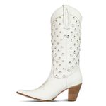 BOTA TEXANA FEMININA COURO FLOATER BRANCO E STRASS - SILVERADO BOTAS