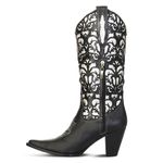 BOTA TEXANA FEMININA COURO COMFORT E CRUSH PRETO COM DETALHE LASER - SILVERADO BOTAS