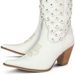 BOTA TEXANA FEMININA COURO FLOATER BRANCO E STRASS - SILVERADO BOTAS