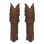 BOTA TEXANA FEMININA COURO CRAZY HORSE HAVANA FRANJAS E STRASS - SILVERADO BOTAS