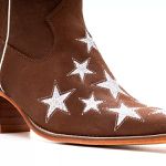  Bota Texana Feminina Couro Crazy Horse Cafe com Estrelas 