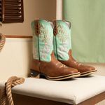 BOTA TEXANA FEMININA BORDADA VERDE FB117 