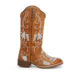 BOTA TEXANA FEMININA BORDADA COURO CARAMELO FB119