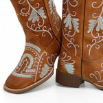 BOTA TEXANA FEMININA BORDADA COURO CARAMELO FB119