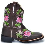 BOTA TEXANA FRANCA BOOTS BORDADA FLORES CANO CURTO FB201