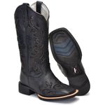 BOTA TEXANA FEMININA BORDADA A LASER FB88 COURO PRETO 