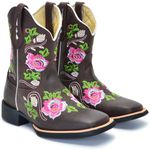 BOTA TEXANA FRANCA BOOTS BORDADA FLORES CANO CURTO FB201