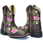 BOTA TEXANA FRANCA BOOTS BORDADA FLORES CANO CURTO FB201