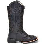 BOTA TEXANA FEMININA BORDADA A LASER FB88 COURO PRETO 