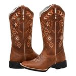 Bota texana hopper feminina couro caramelo bordada