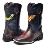 BOTA TEXANA COUNTRY INFANTIL BORDADA SUPER HERÓIS 