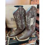 BOTA TEXANA FEMININA BORDADA A LASER FB117 couro café 