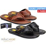 Kit chinelos franca fort original em couro 2 pares + BRINDE