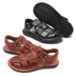 Kit 2 Pares Sandalia Masculina em Couro Legitimo Original