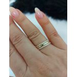 Anel De Prata 925 Cravejado Com Zircônias E Aplique Ouro