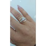 Anel Solitário Em Prata De Lei Com Aplique De Ouro E Zircônias