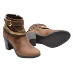 Bota Casual Feminina Cano Curto Couro Comfort Havana