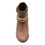 Bota Casual Feminina Cano Curto Couro Comfort Havana