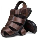 Sandália Papete Masculina De Couro Chocolate